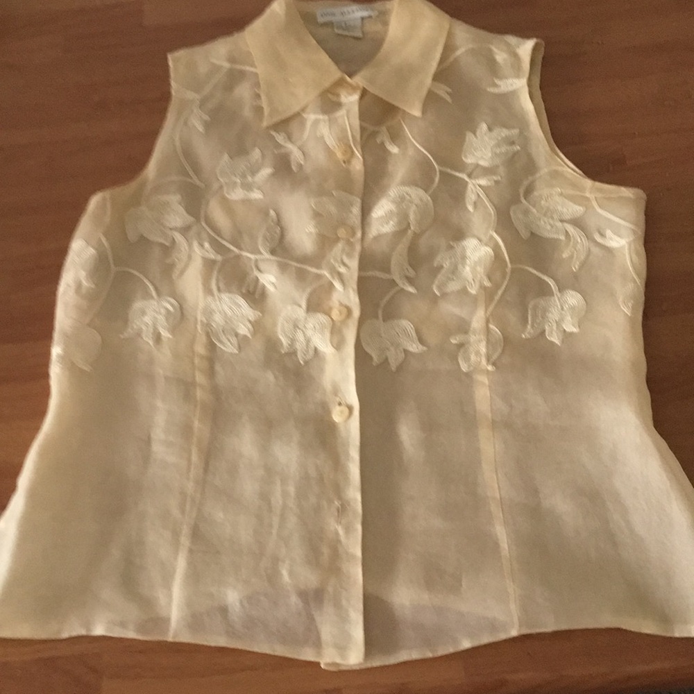 Pale yellow collared tank top